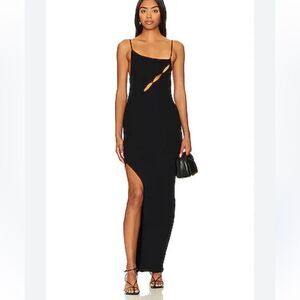 SNDYS Petra black knit dress ribbed cut out midi Revolve NWT S